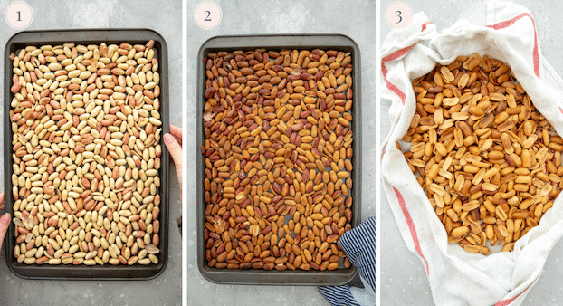 step by step pictures showing how to roast peanuts