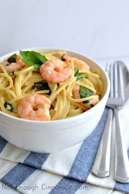 Basil Shrimp Creamy Pasta