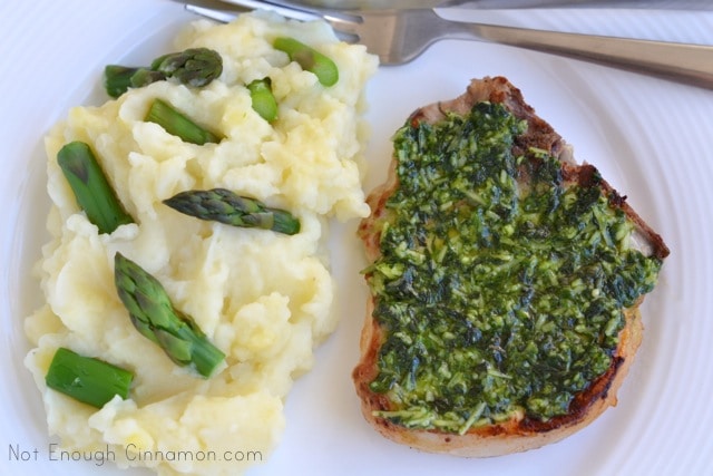 Pesto Covered Pork Chops