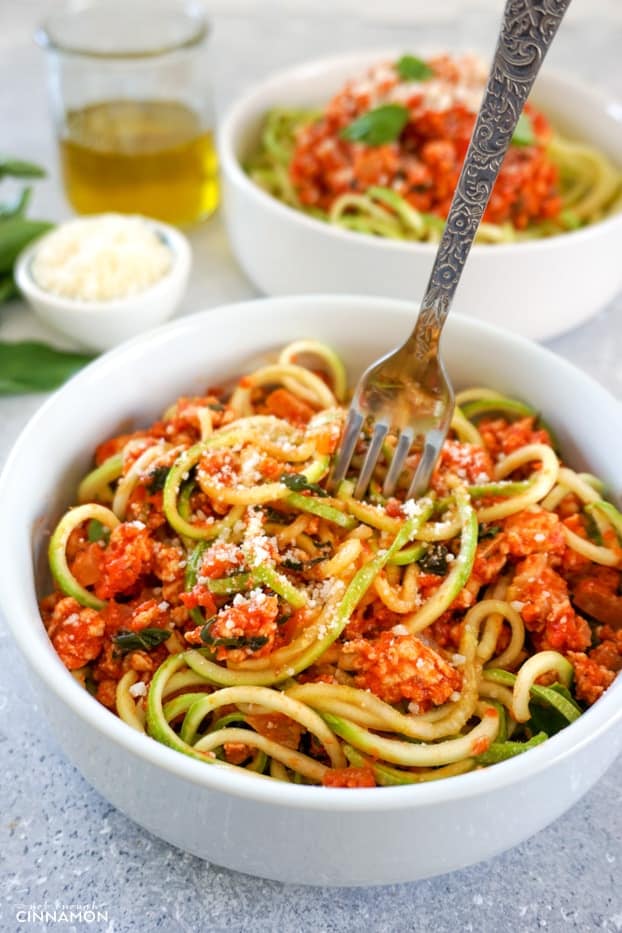 Quick And Easy Turkey Bolognese Recipe With Zucchini Pasta