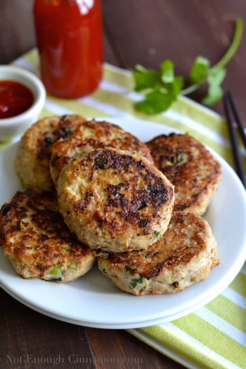 Thai Chicken Patties with Sweet Chili Sauce - www.notenoughcinnamon.com