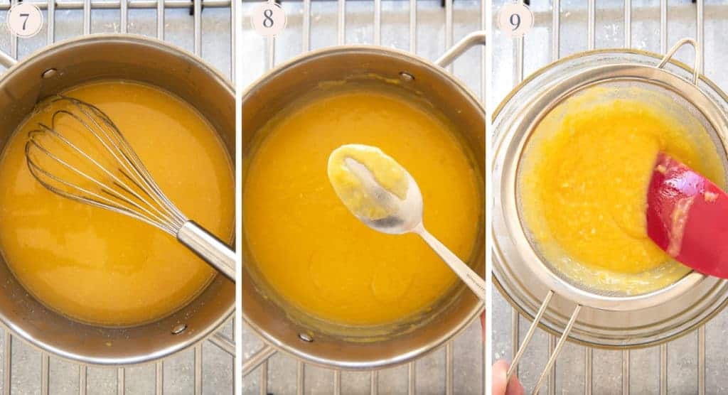 Step by step photos to make lemon curd