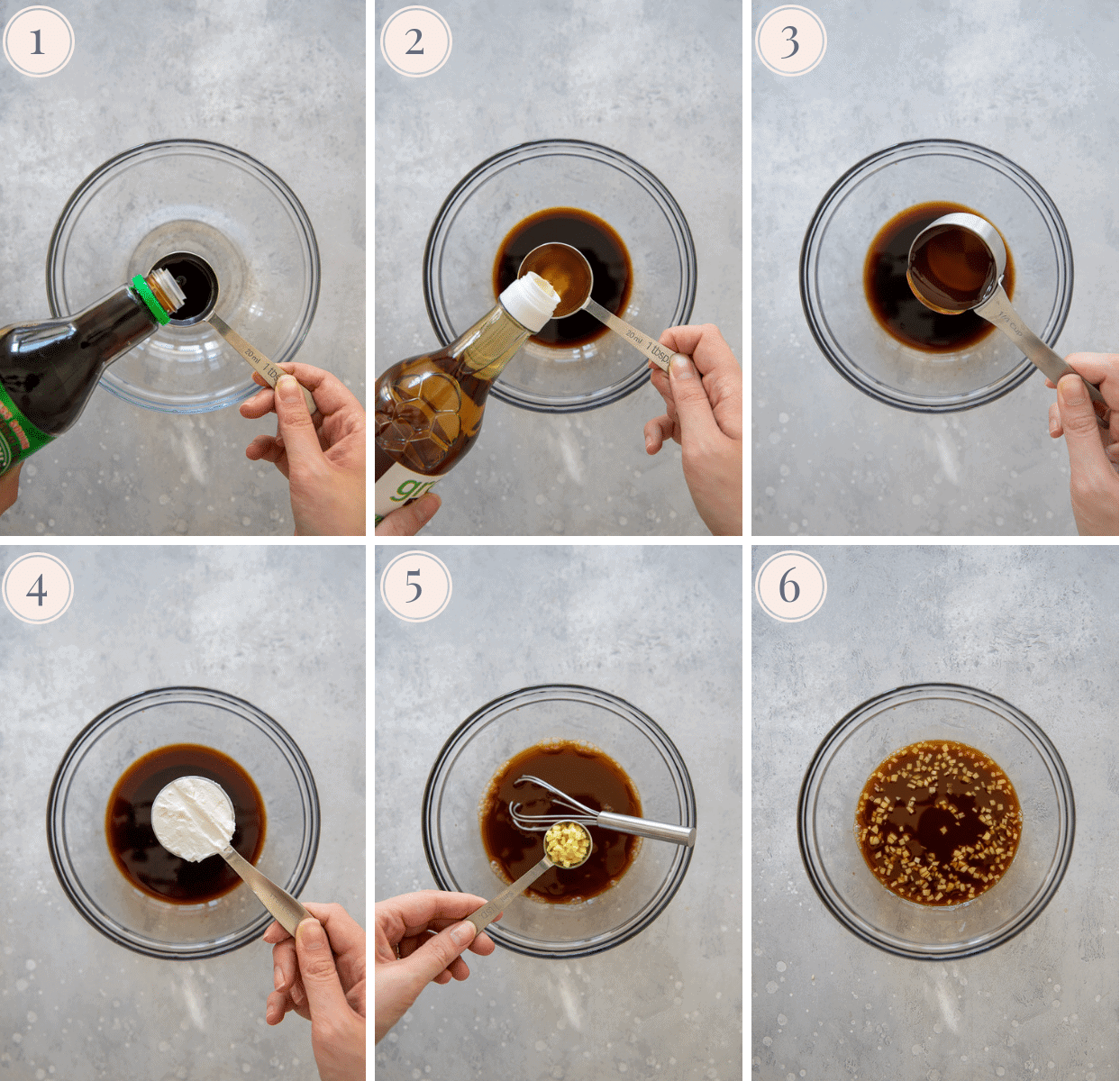 picture collage demonstrating how to mix the perfect healthy paleo Chinese Stir-fry sauce