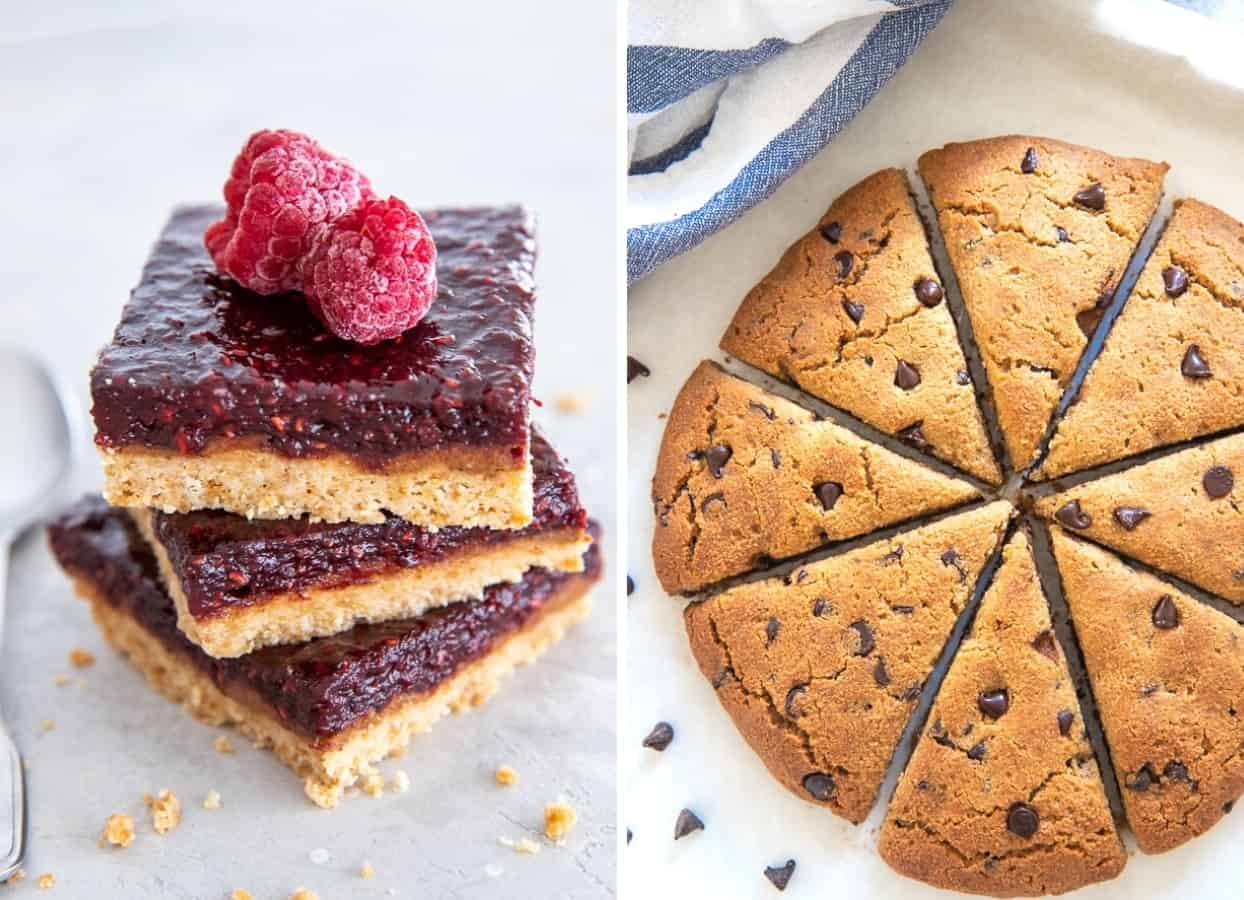 scones and almond butter bars made with arrowroot powder in the batter