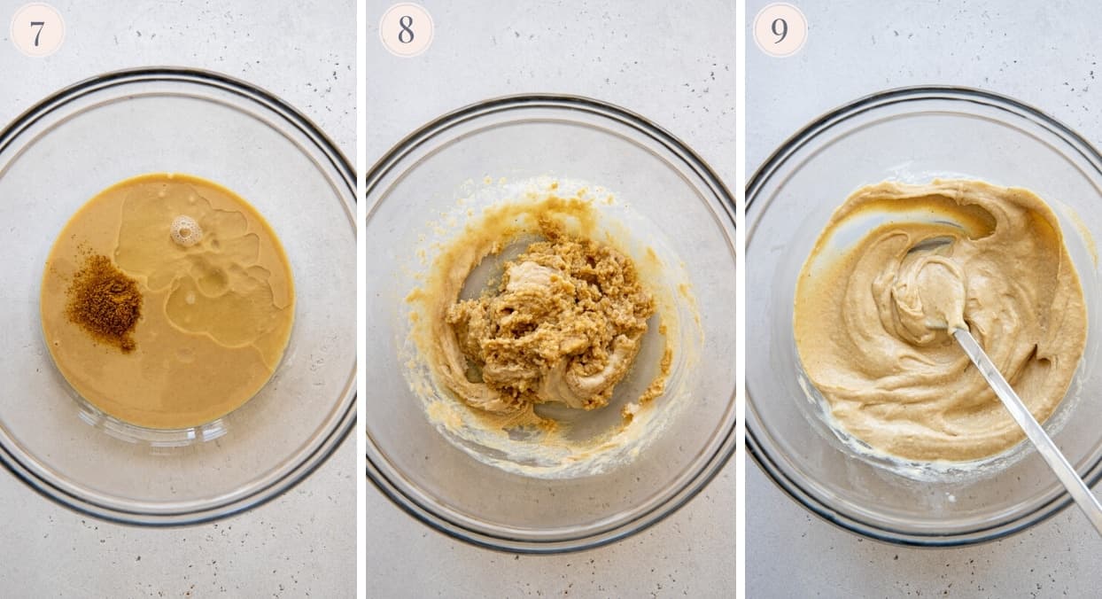 picture collage demonstrating how to make tahini sauce
