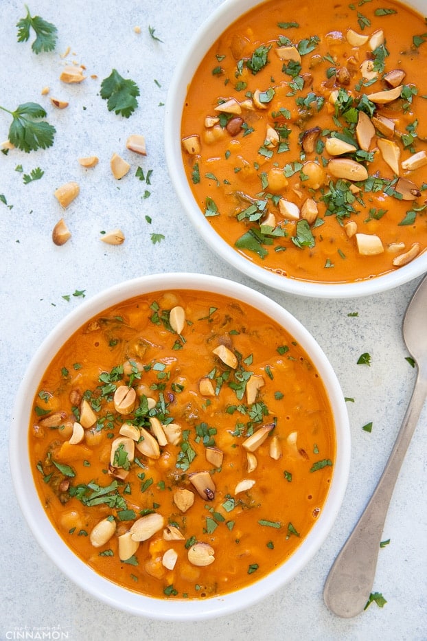 two bowls of African Peanut Soup 