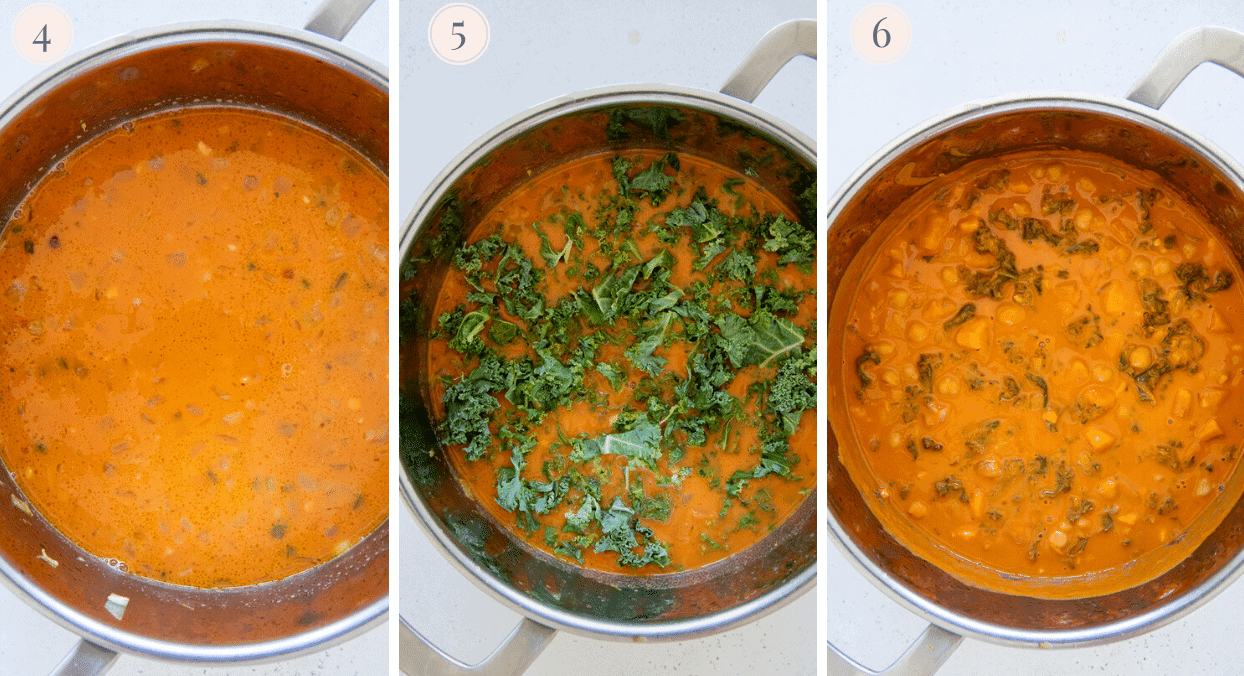 picture collage demonstrating how to make African peanut soup 