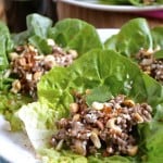 Asian Beef Lettuce Wraps served on a white plate