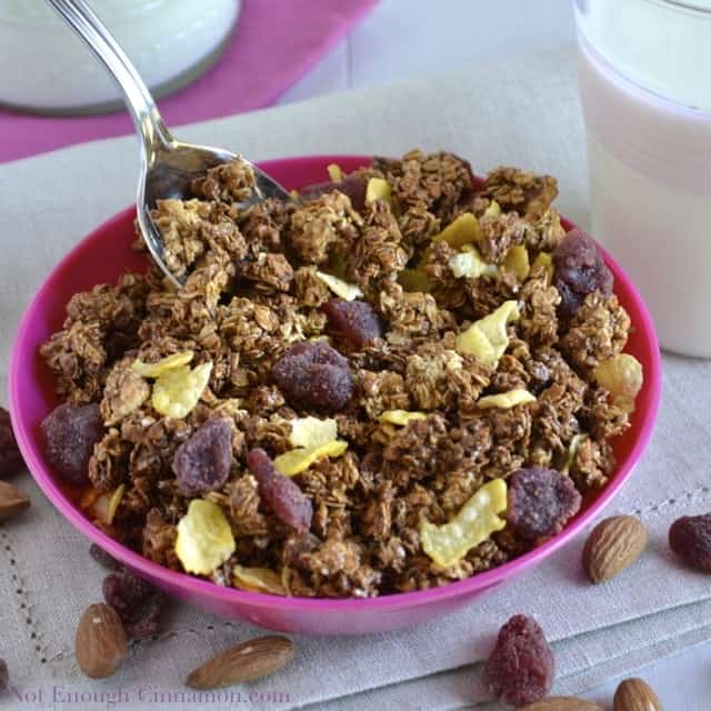 Homemade Granola with raisins and cornflakes