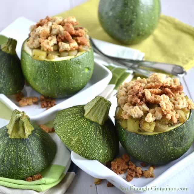 Zucchini Parmesan Crumble served in eight ball zucchini