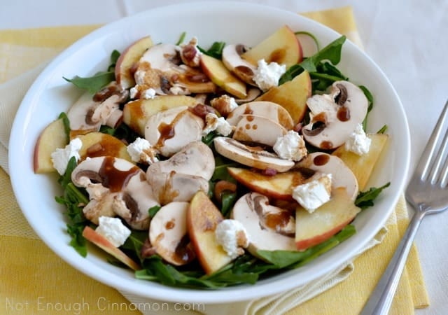 Mushroom, Apple and Goat Cheese Salad with Honey-Balsamic Dressing