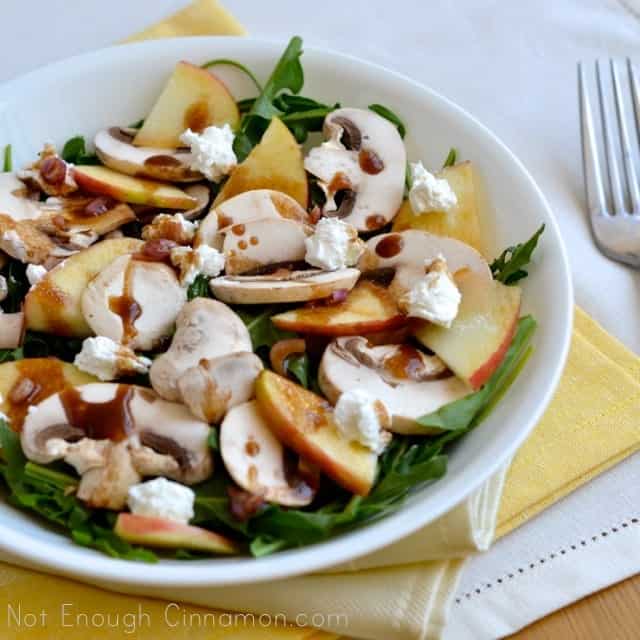 Mushroom, Apple and Goat Cheese Salad with Honey-Balsamic Dressing
