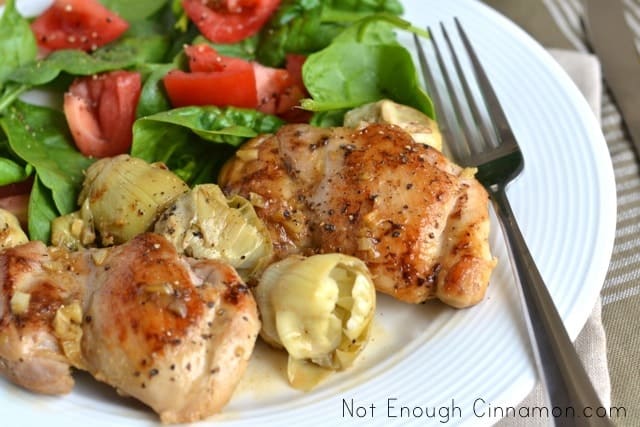 Artichoke Hearts Glazed Chicken Thighs