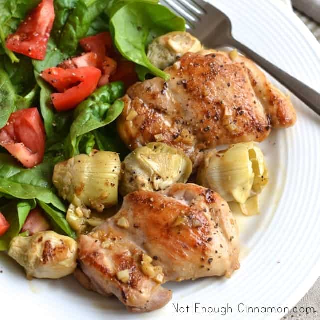 Artichoke Hearts Glazed Chicken Thighs