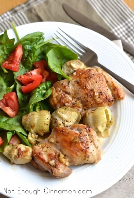 Artichoke Hearts Glazed Chicken Thighs