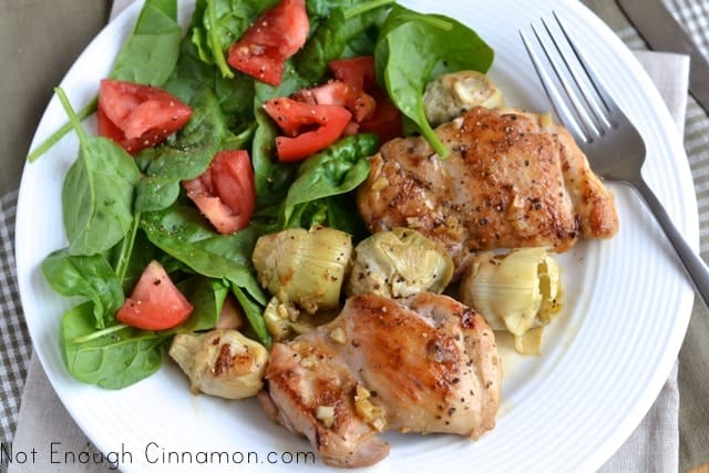 Artichoke Hearts Glazed Chicken Thighs