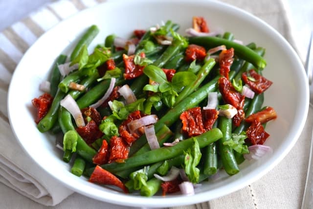 Green Bean Salad with Sun Dried Tomatoes and Basil