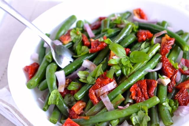 Green Bean Salad with Sun Dried Tomatoes and Basil