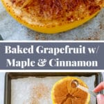 Pinterest collage for baked grapefruit recipe