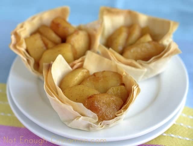 Caramelized Apple Phyllo Cups on a white plate