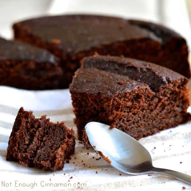 a slice of Lightened Up Chocolate Yogurt Cake