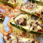 Cheesy Beef and Mushroom Zucchini Boats - Pin