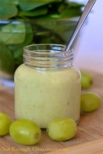 Skinny Dressing with Green Grapes in a mason jar