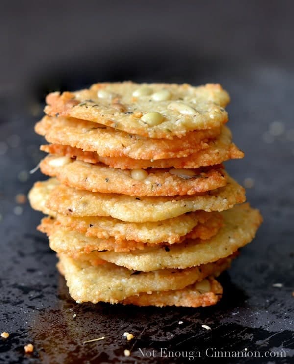 Parmesan Chips with Oregano and Pine Nuts