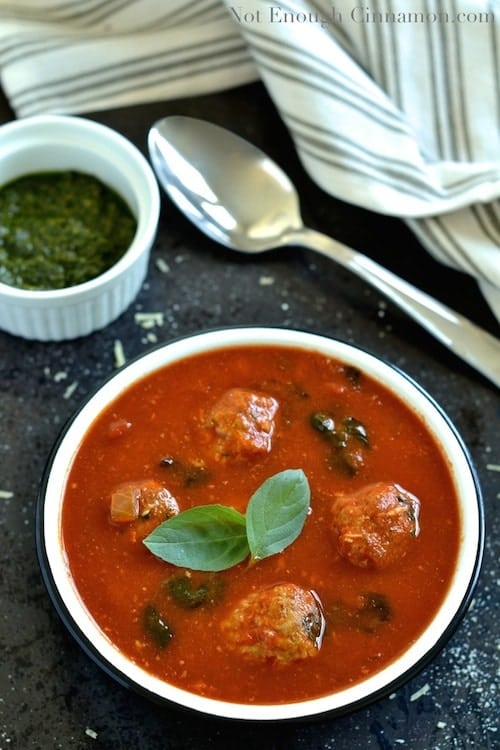 Italian Meatball Tomato Soup | NotEnoughCinnamon.com