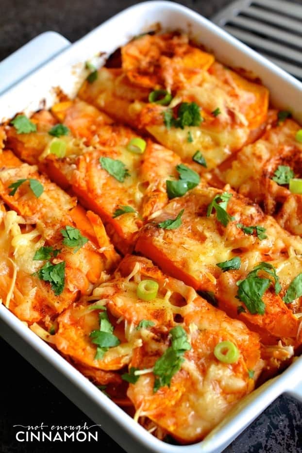 Mexican Sweet Potato and Chicken Casserole - So delicious and naturally gluten free + primal. Click here to see the recipe on NotEnoughCinnamon.com #healthy #cleaneating