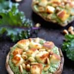 Stuffed Portobello Mushrooms with Ricotta, Pesto and Grilled Halloumi