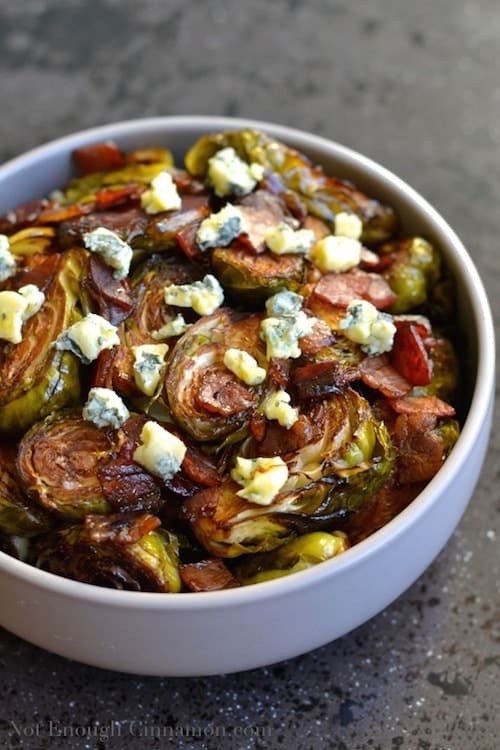 Balsamic Roasted Brussels Sprouts with Pancetta and Blue Cheese | www.notenoughcinnamon.com
