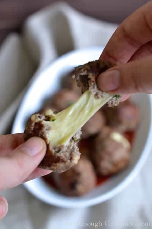 Easy Mozzarella Stuffed Meatballs - Pin