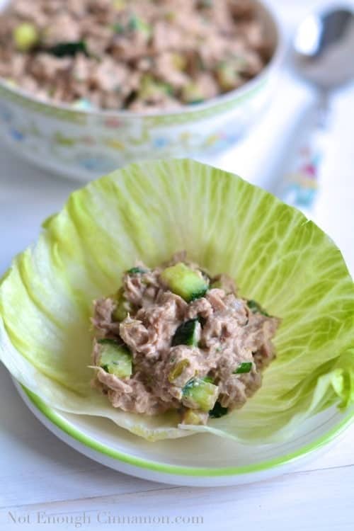 Skinny Tuna Salad in Lettuce Cups - www.notenoughcinnamon.com