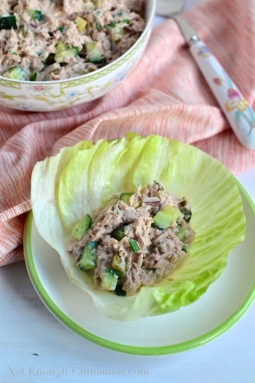 Skinny Tuna Salad in Lettuce Cups - www.notenoughcinnamon.com