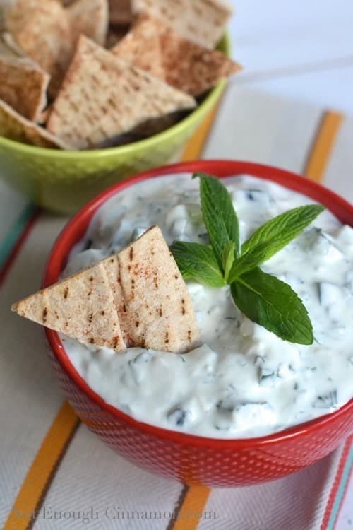 Homemade Pita Chips with Mint Yogurt Sauce - www.notenoughcinnamon.com