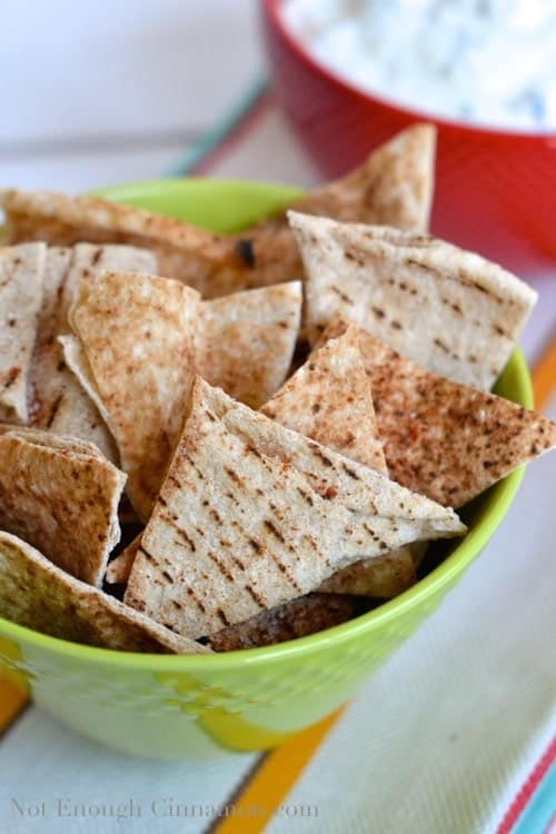 Homemade Pita Chips with Mint Yogurt Sauce - www.notenoughcinnamon.com