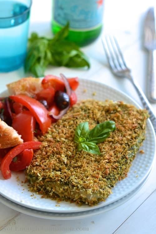 Pesto Panko Crusted Fish - www.notenoughcinnamon.com