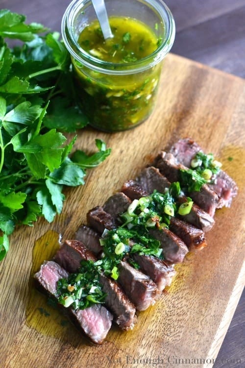 Steak with Chimichurri Sauce - NotEnoughCinnamon.com @NECinnamon