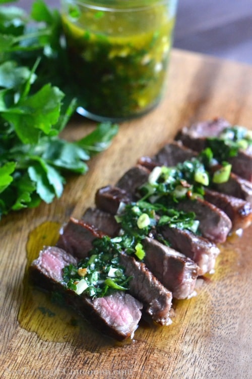 Steak with Chimichurri Sauce - Pin