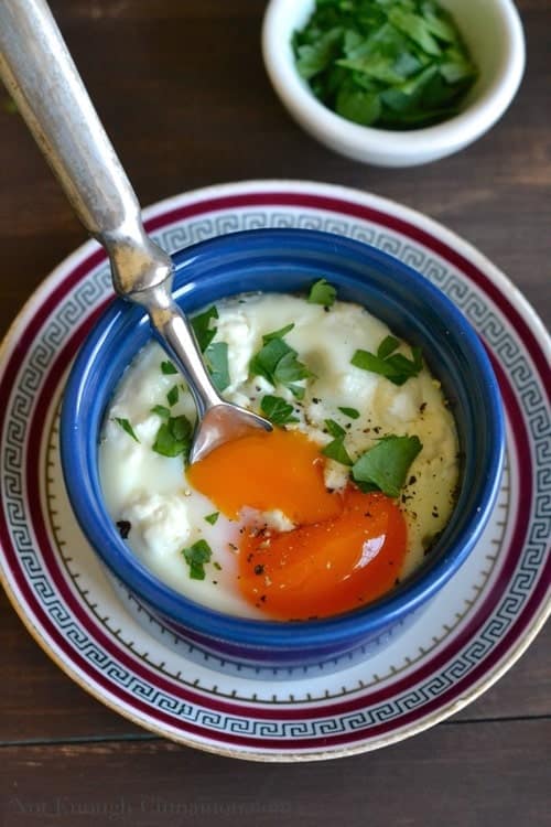 Moroccan Baked Eggs with Tomato and Spinach - www.notenoughcinnamon.com @NECinnamon #recipe #eggs #healthy