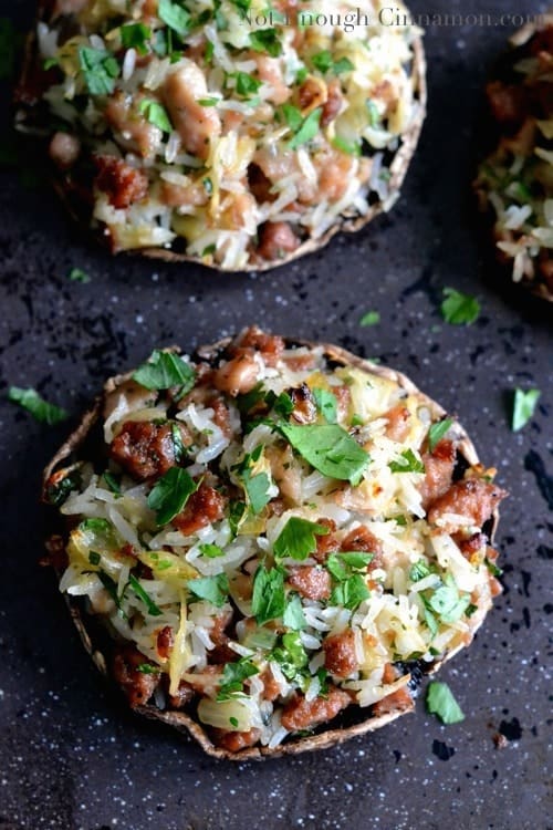 Sausage and Rice Stuffed Portobello Mushrooms - www.notenoughcinnamon.com @NECinnamon