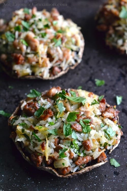 Sausage and Rice Stuffed Portobello Mushrooms - www.notenoughcinnamon.com @NECinnamon