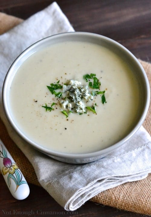 Skinny Cauliflower and Blue Cheese Soup - www.notenoughcinnamon.com @NECinnamon