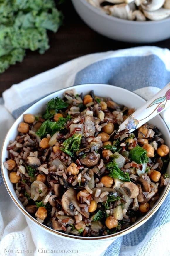 Kale, Mushroom and Roasted Chickpea Rice Bowls | www.notenoughcinnamon.com @NECinnamon #recipe #healthy #kale