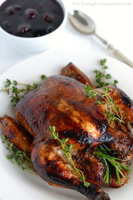 Balsamic Roasted Chicken with Easy Cherry Sauce - NotEnoughCinnamon.com