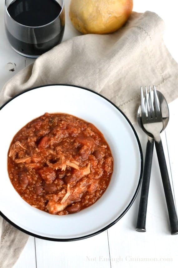 Slow Cooker Quinoa Chicken Chili - NotEnoughCinnamon.com