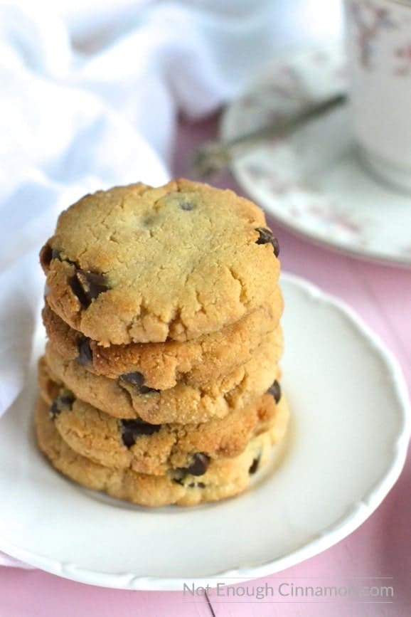 These almond chocolate chips cookies make a delicious gluten free and healthy treat! - NotEnoughCinnamon.com