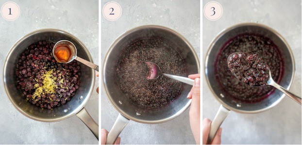 Step by step pictures to make blueberry chia seed jam