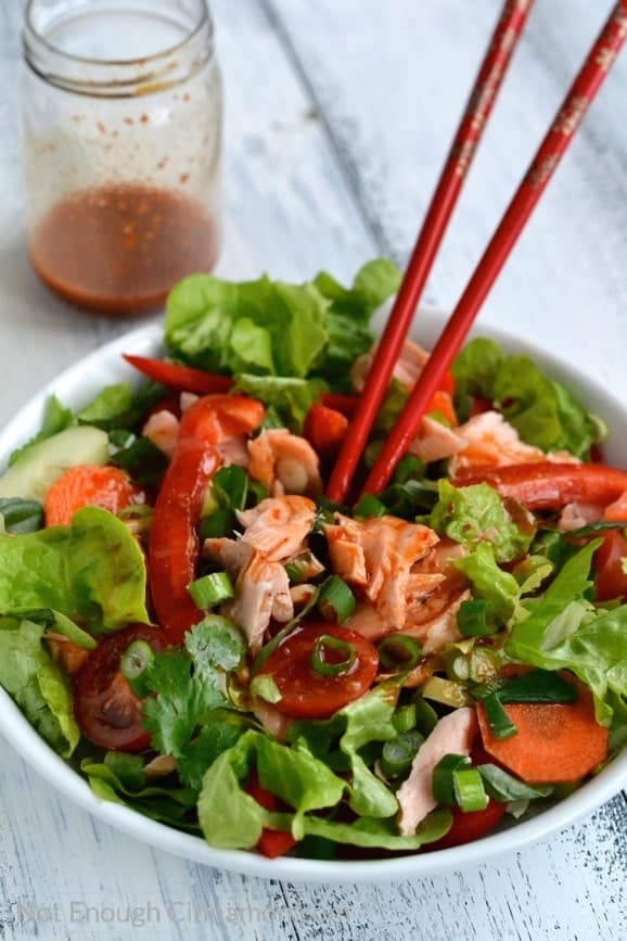 Thai Salmon Salad with Sweet Chili Sauce Dressing | Not Enough Cinnamon